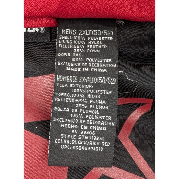 Starter Vintage Red Black Down Feather Puffer Ski Jacket Coat Size 2XL - Picture 9 of 14